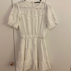 Zara white embroidered mini dress